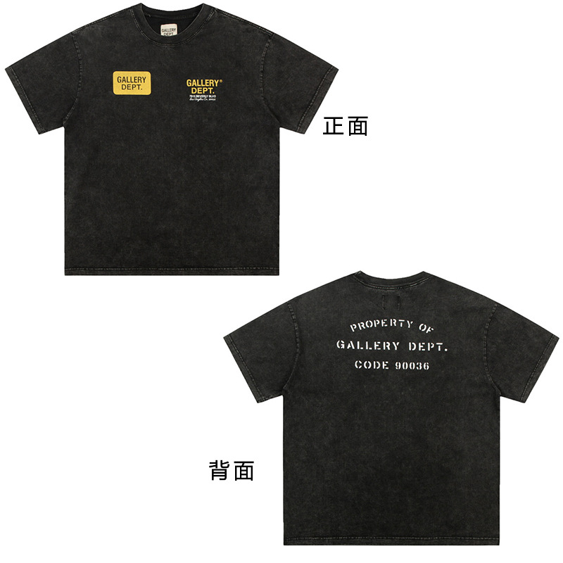 VTG GALLERY DEPT camiseta retro de manga corta lavada y desgastada graffiti arcoíris suelta antiniebla pareja de media manga hombres