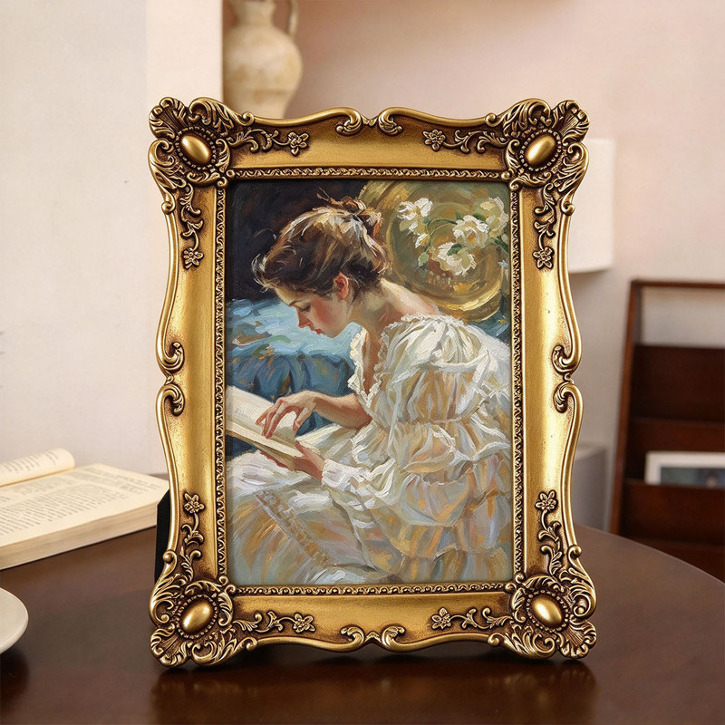 European-style vintage gilded carved resin photo frame, creative tabletop decoration, bedroom background wall hanging oil painting frame ornament wholesale European-style vintage gilded carved resin photo frame, creative tabletop decoration, bedroom background wall hanging oil painting frame ornament wholesale