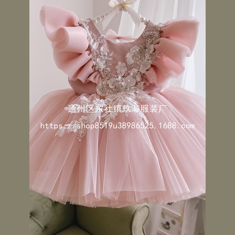 One-Year-Old Dress Princess Dress Baby Girl Mesh Tutu Skirt Christmas Children's Dress Cross-Border Amazon Dropshipping