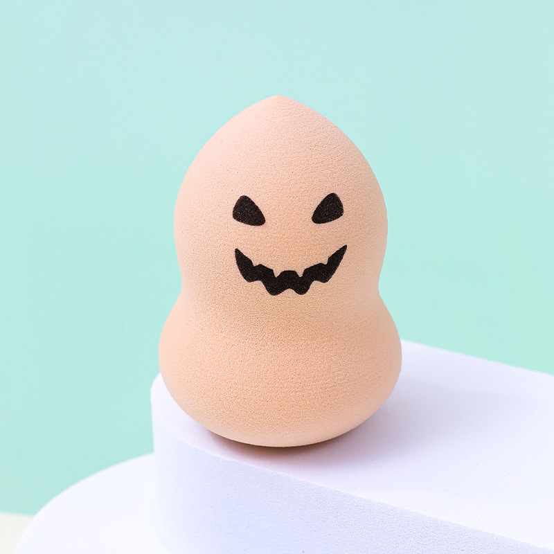 Fábrica personalizada transfronteriza de Halloween huevo de maquillaje polvo de fábrica personalizada gota de agua cortada oblicuamente huevo de esponja de maquillaje sin látex