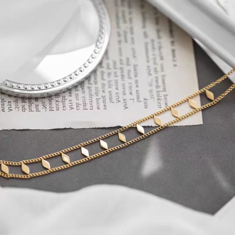 Women'S Gender Casual Simple Style Rhombus Titanium Steel Choker