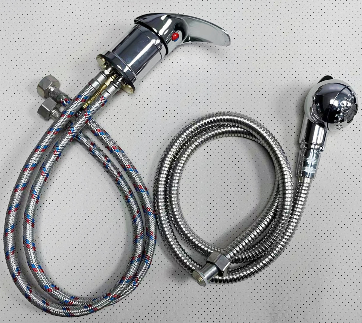 Hair salon shampoo faucet, hair salon shampoo bed hot and cold faucet switch with showerhead hose, shower bed accessories details Picture