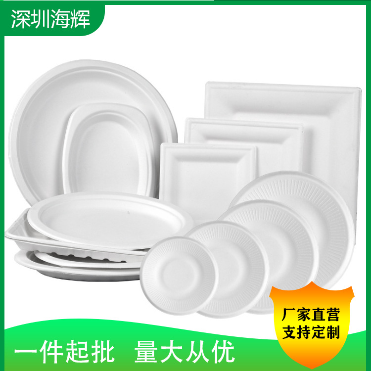 Disco desechable degradable plato de papel de 9 pulgadas postre fruta barbacoa caña de azúcar Placa de pulpa al por mayor engrosada comercial