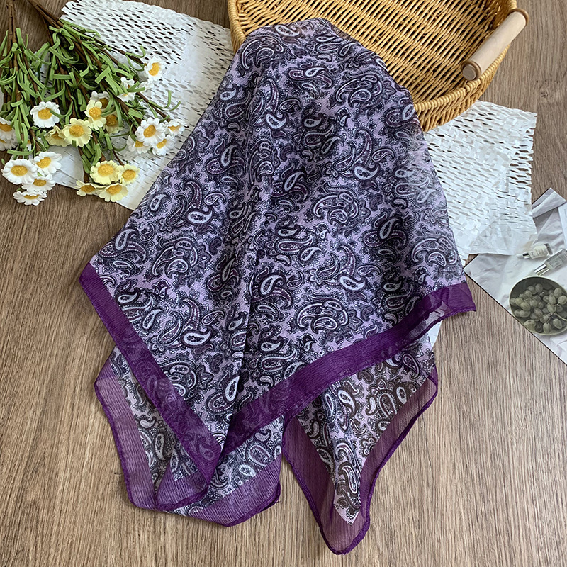 Bufanda de seda, bufanda cuadrada pequeña, personalidad retro, textura de algodón y lino, turbante, banda para el cabello, habitación con aire acondicionado de verano, protección para el cuello, chal exterior