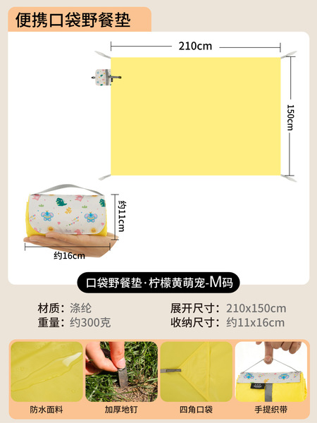 Handheld light and thin beach carpet for traveling for camping