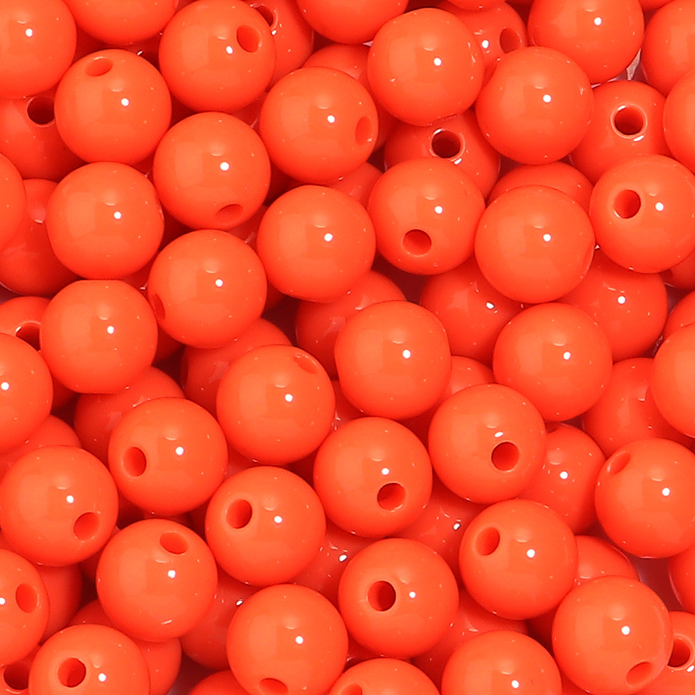 Cuentas redondas acrílicas de color sólido para Navidad, cuentas redondas de color sólido para joyería hecha a mano, accesorios de bricolaje, cuentas redondas de color sólido, cuentas sueltas.
