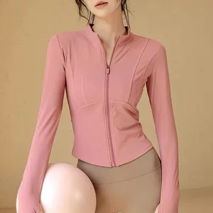 新款户外速干瑜伽服外套女高弹修身显瘦健身拉链休闲运动上衣