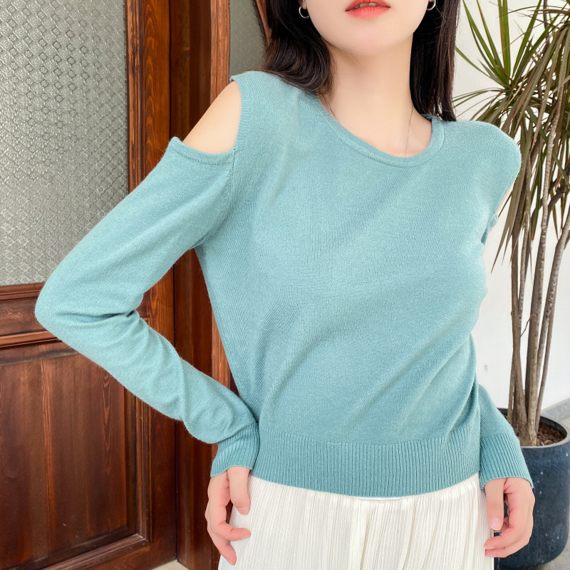 Nuevo suéter 2023 primavera y otoño pullover moda cuello redondo manga corta suéter de diseño superior ropa de mujer al por mayor image 5