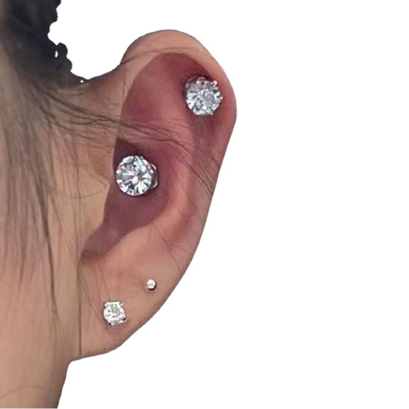 Ear nail without ear hole flash drill ear bone nail female magnetic suction magnet stone ear clip zircon earrings earrings earrings men's manufacturers