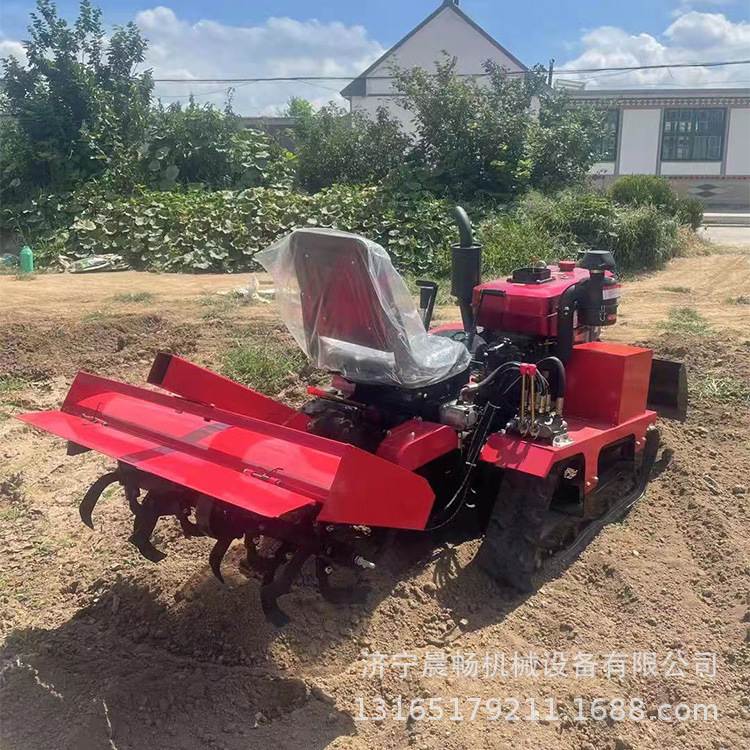 大棚果园水旱田两用履带旋耕机 10档位高低速农用遥控履带拖拉机