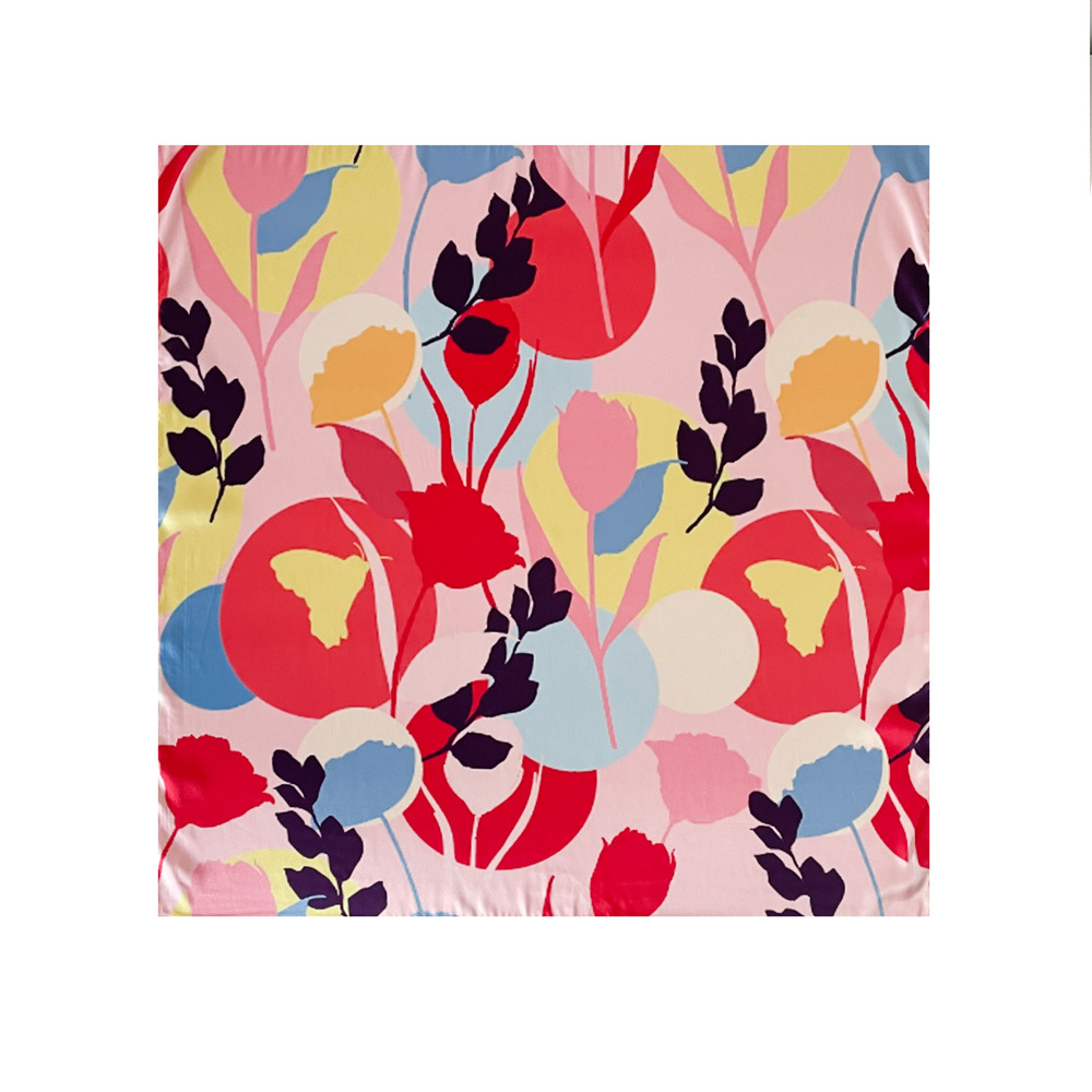 Femmes Élégant Style Vintage Bloc De Couleur Fleur Polyester Écharpe En Soie display picture 39