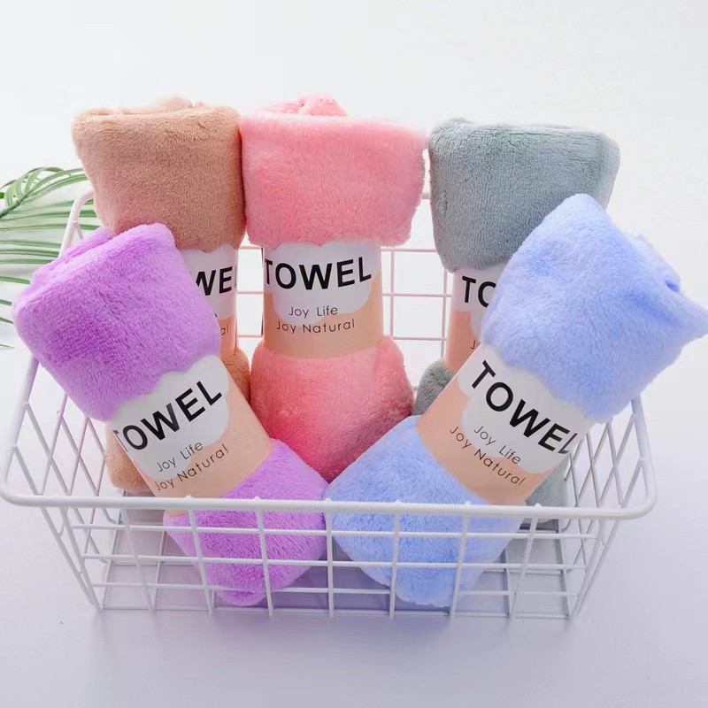 Manufacturer wholesale warp knitted coral velvet towel soft absorbent face wash towel non-shedding gift towel logo
