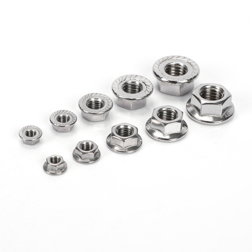 Factory direct sales 304 stainless steel external hexagonal flange nut with tooth pad screw cap M3-M20