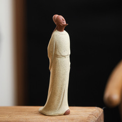 Creative New Chinese Style Entryway Bookshelf with Historical Figure of Poet Li Bai Ceramic Decor for Tea Room Soft Furnishing