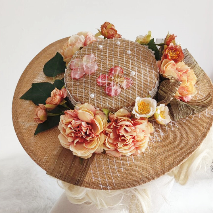 Elegant Classic Brown Hat with Flowers s-l400.jpg main image 3