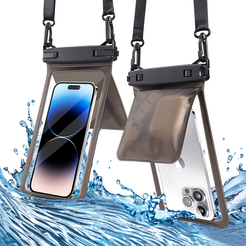 Amazonの人気のダブルコンパートメント携帯電話防水バッグ水泳ラフティングダイビング写真撮影首吊りPVC品質携帯電話ケース|undefined
