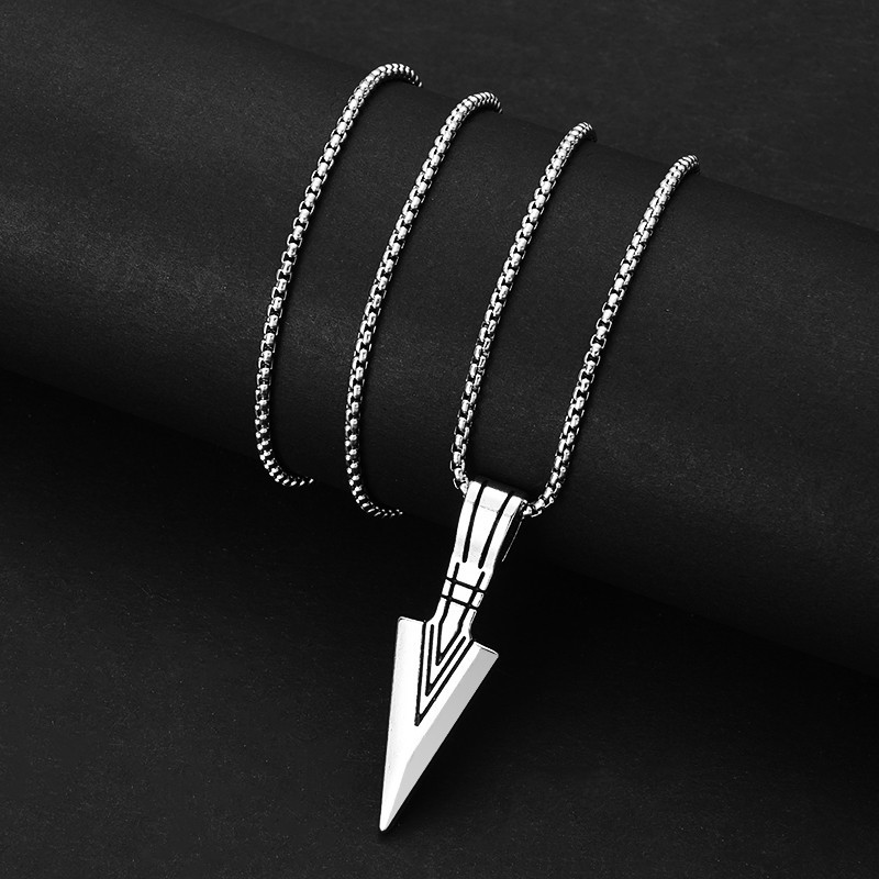 Personalized Spear Head Pendant Necklace In Titanium Steel For Men_voghion.com