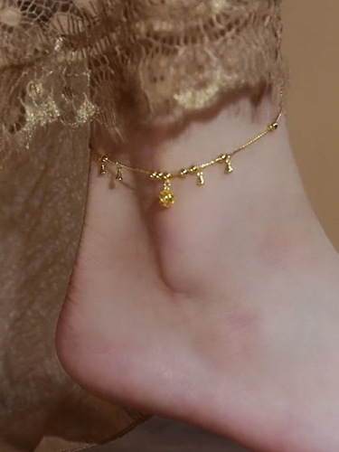  new light luxury and high-end titanium steel bell anklet Internet celebrity niche design ins cold style anklet
