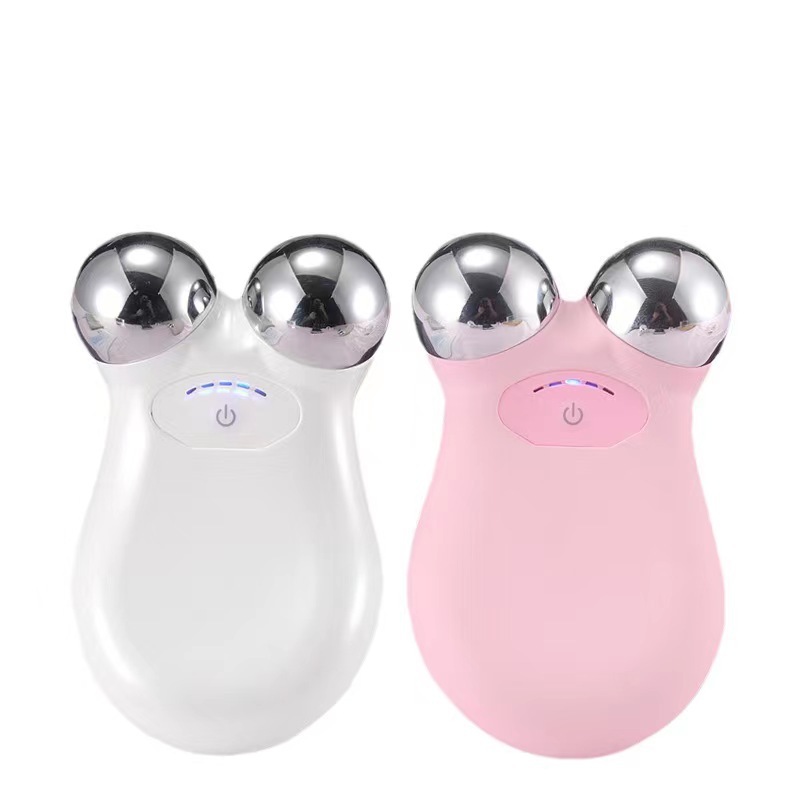 Dispositivo de belleza EMS de microcorriente, rodillo de doble cabezal, bola mágica, masajeador facial, rodillo facial en V