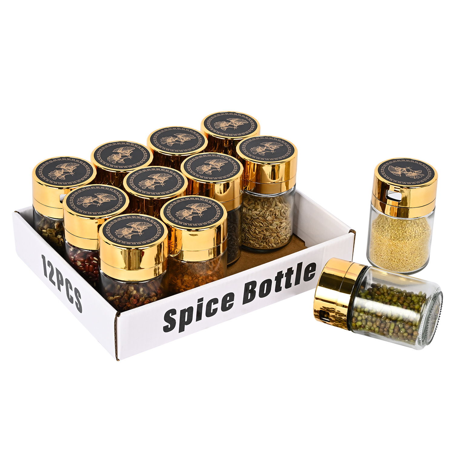 Venta caliente transfronteriza cocina de acero inoxidable Luz de lujo de vidrio condimento tarro traje hogar sellado de vidrio condimento tarro al por mayor