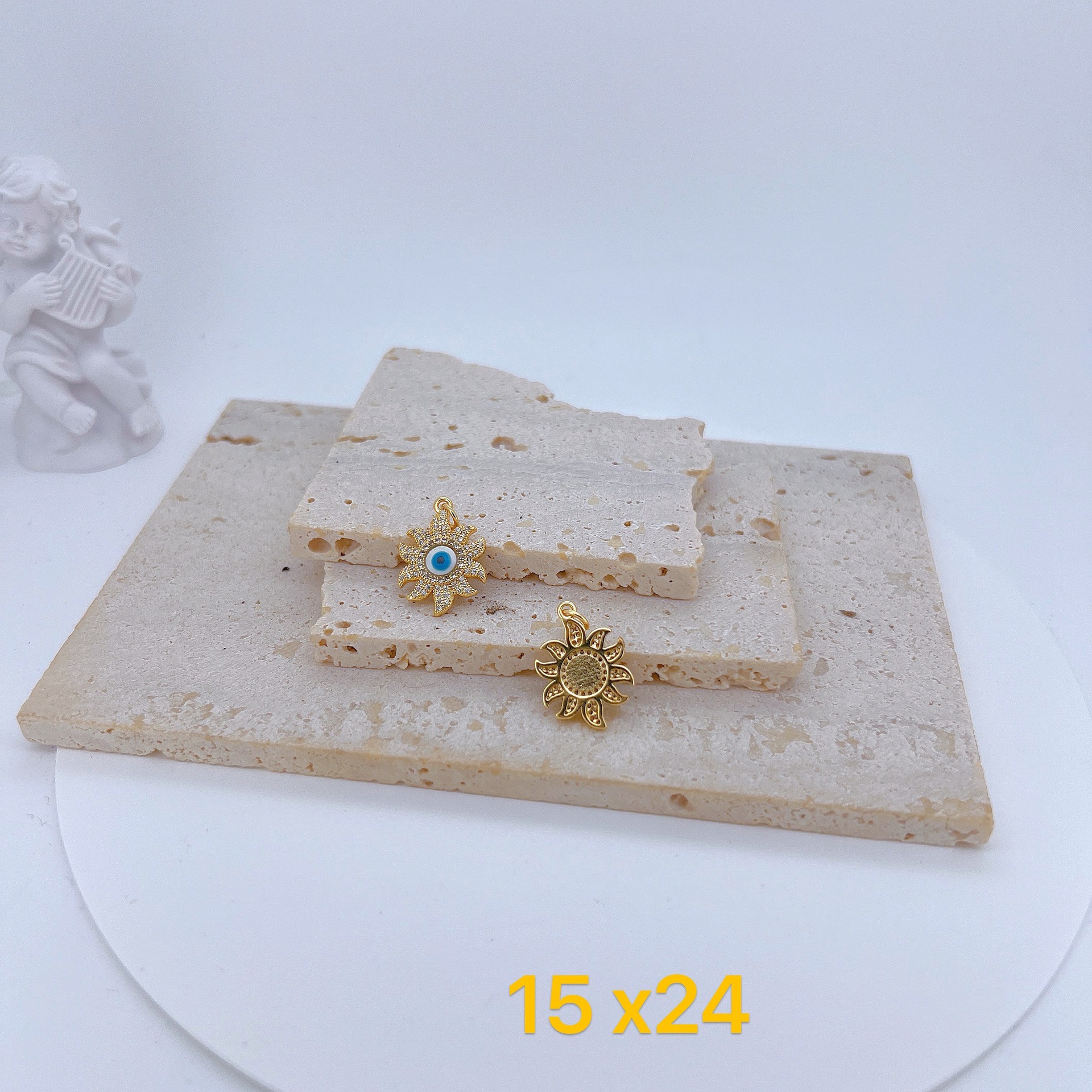 Devil's Eye, Heart Shape Pattern 1 Piece 19*22mm Copper Shell Zircon Devil's Eye Heart Shape Pendant