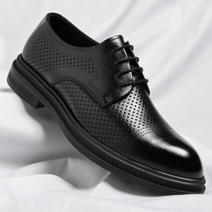 Leather shoes men's summer hollow business dress 2024 men's casual height sandals wedding groom shoes a generation of hair