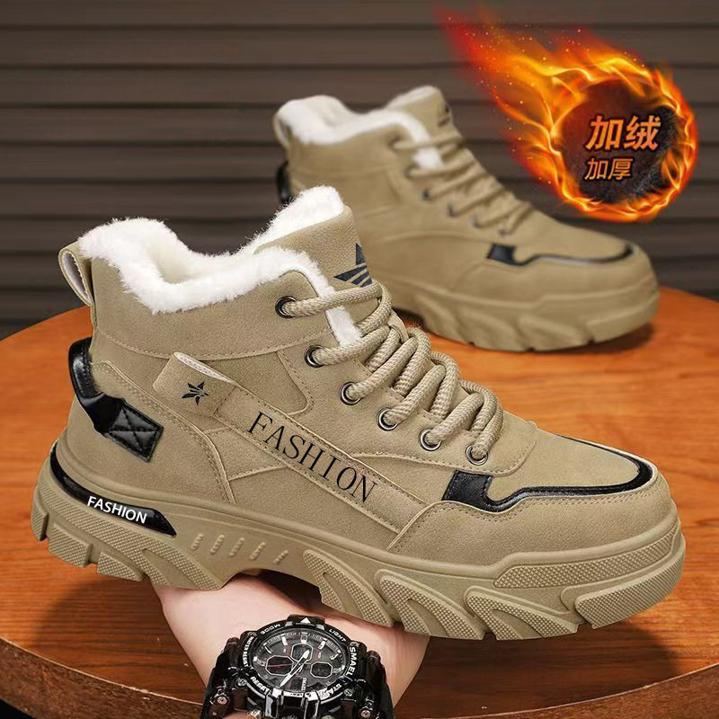 Giày bốt nam cổ cao lót lông giữ ấm kiểu Martin — CX5557-1 lót lông màu xám, CX5557-1 lót lông màu đen, CX5557-1 lót nỉ màu kaki
