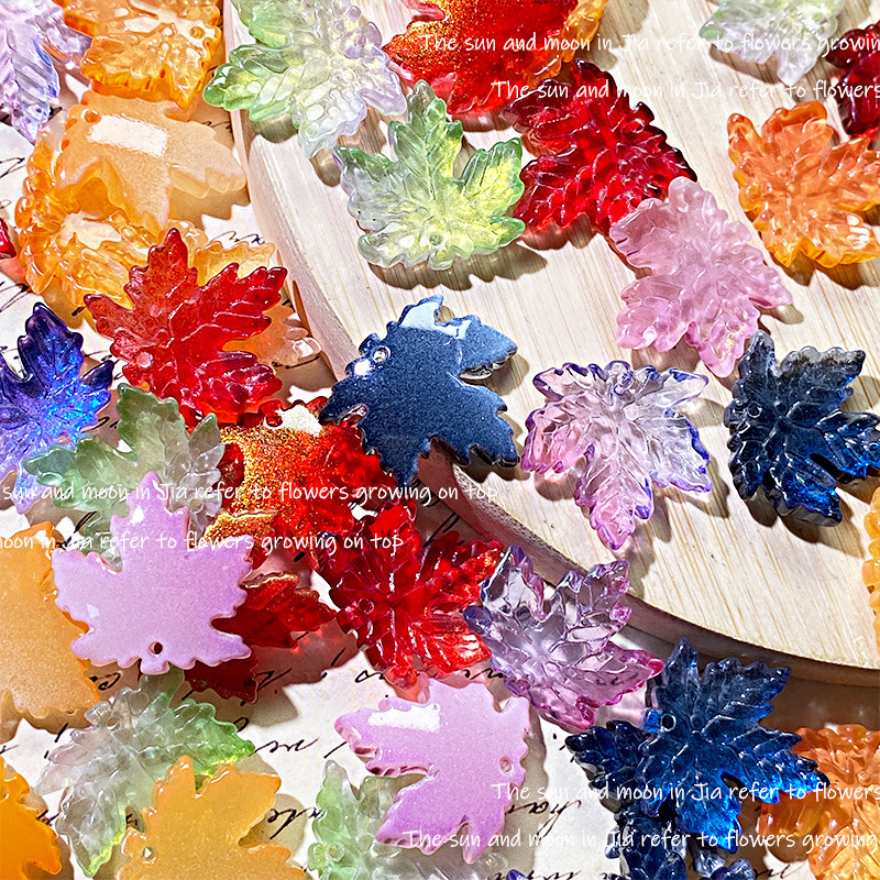 New 20mm Glazed Maple Leaf with Holes Glazed Tree Leaves Handmade DIY Han Dynasty Headdress Ancient Style Hairpin Material