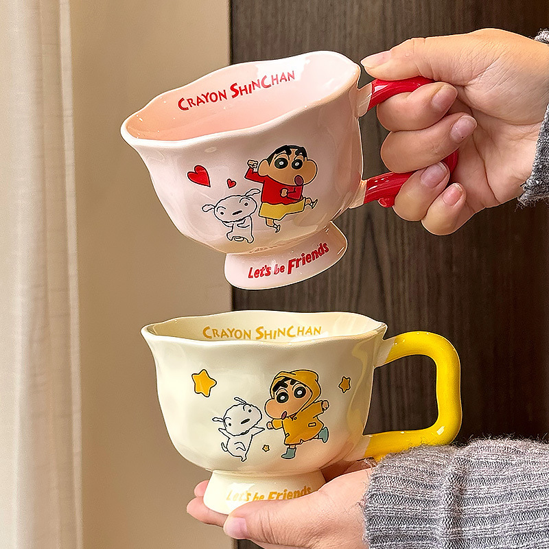 クレヨンしんちゃんマグカップかわいい漫画セラミックカップ高颜値カップルコーヒーカップ子供朝食ミルクカップ|undefined