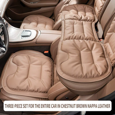 Seat Cushion, Breathable Nappa Leather, Seat cushion, seat cover - chestnut-brown-nappa-3-piece-cushion-set