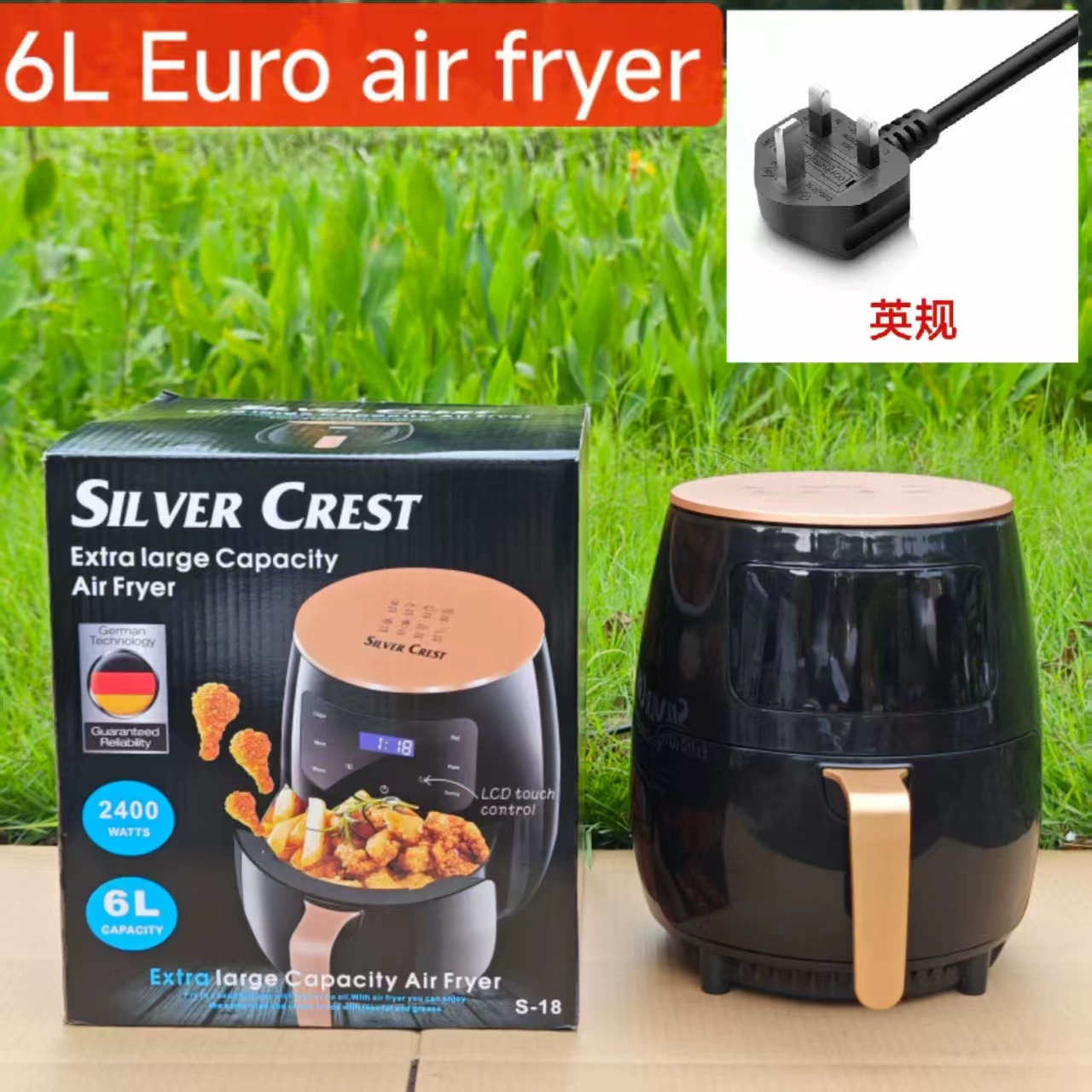 Air fryer (SILVERCREST) 8 L, see-through window, fully automatic multi-function electric fryer