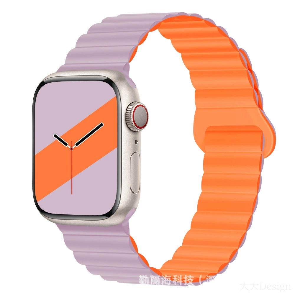 Силиконовый магнитный ремешок для Apple Watch iWatch 10/AppleWatch 9, двухцветный, размеры 38/40/41 & 42/44/45/49 мм