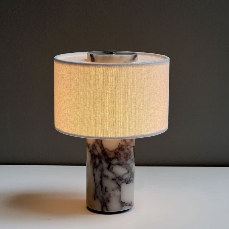 Nordic Table Lamp Bedroom Light Luxury High-End Decoration Creative Art Living Room High-End Marble Travertine