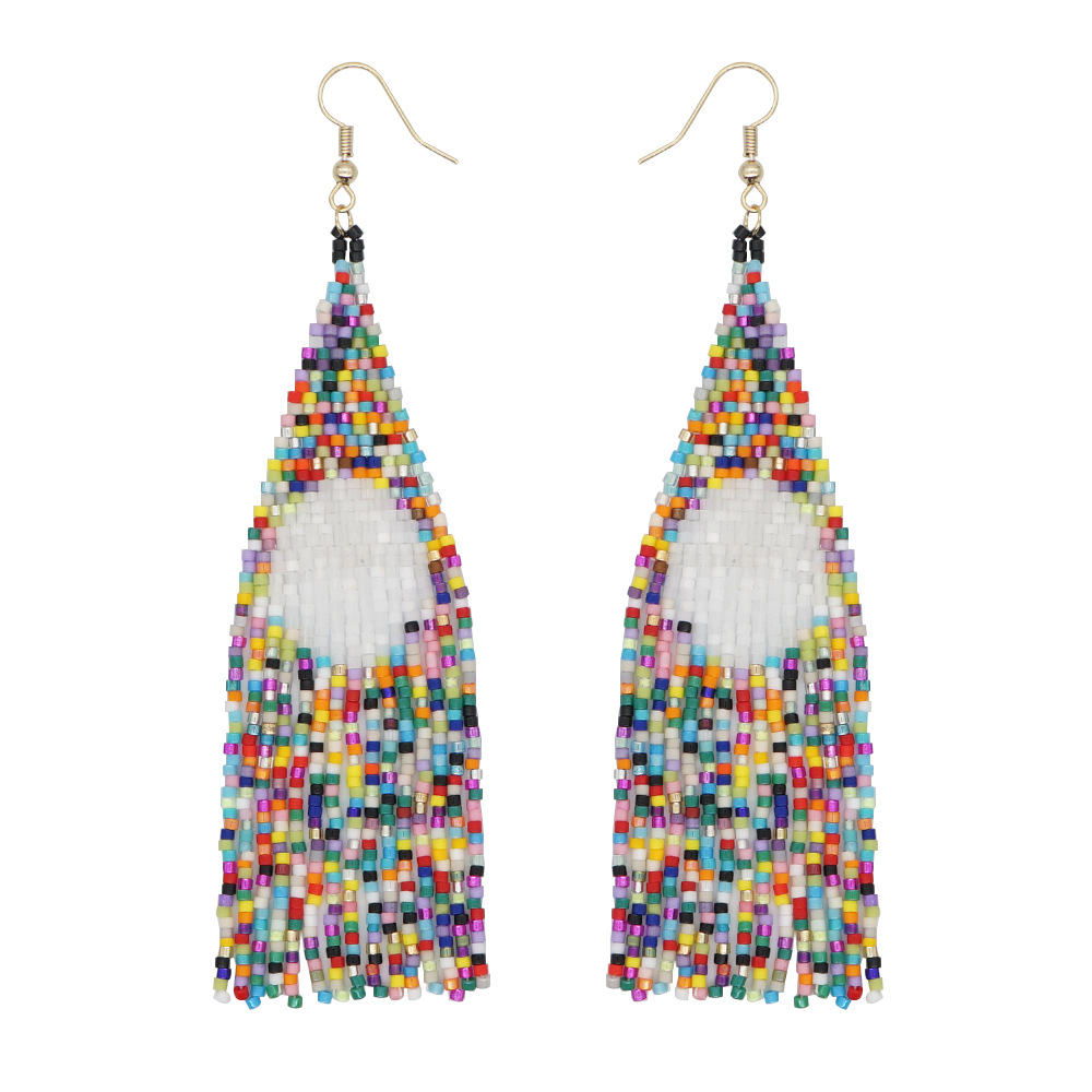 Go2boho Bohemian Retro Ethnic Style Miyuki Bead Woven Rainbow Color-blocking Exaggerated European And American Earrings display picture 6