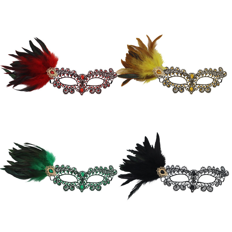 Carnaval Peacock Diamond Lace Half Face Mask Peacock Brilliant Gold Stamping Phoenix Mask Accesorios de baile de fiesta