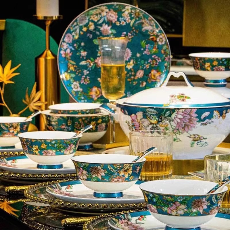 Dish Set for Home Use 2026 New Model Jingdezhen New Chinese Style Bone China Bowls, Plates, Chopsticks, Dishes, Housewarming Ceramic Tableware