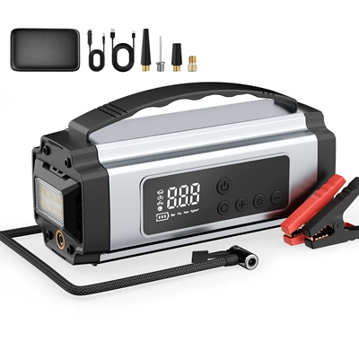 Avtomobil Hava Nasosu, Elektrik Təkər Şişiricisi, Power Bank, Start Verici Hamısı Birində