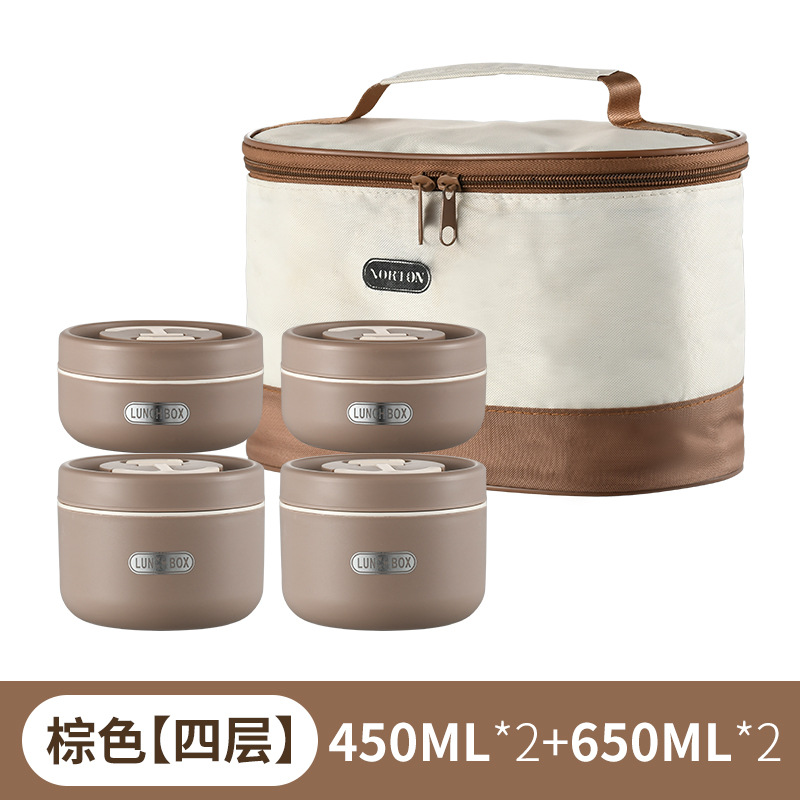 304 caja de almuerzo redonda de acero inoxidable con aislamiento estudiante trabajador de oficina caja de almuerzo portátil caja de almuerzo sellada tazón de sopa al por mayor