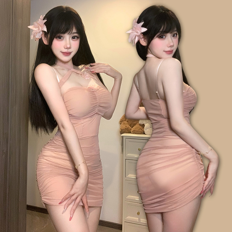 Stylish Waist-Cinching Hip Slit Camisole Short Skirt Socialite Lace Dress Wabi-Sabi Imperium Crotch-Enhancing Set