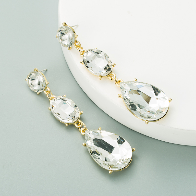 Geometric Pattern Fashion Geometric Diamond Alloy Artificial Gemstones Earrings