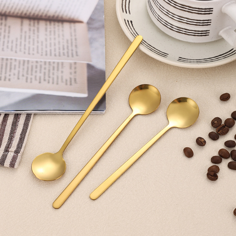 Edelstahl Kaffeelöffel Rund Mit Langem Griff Für Dessert_voghion.com