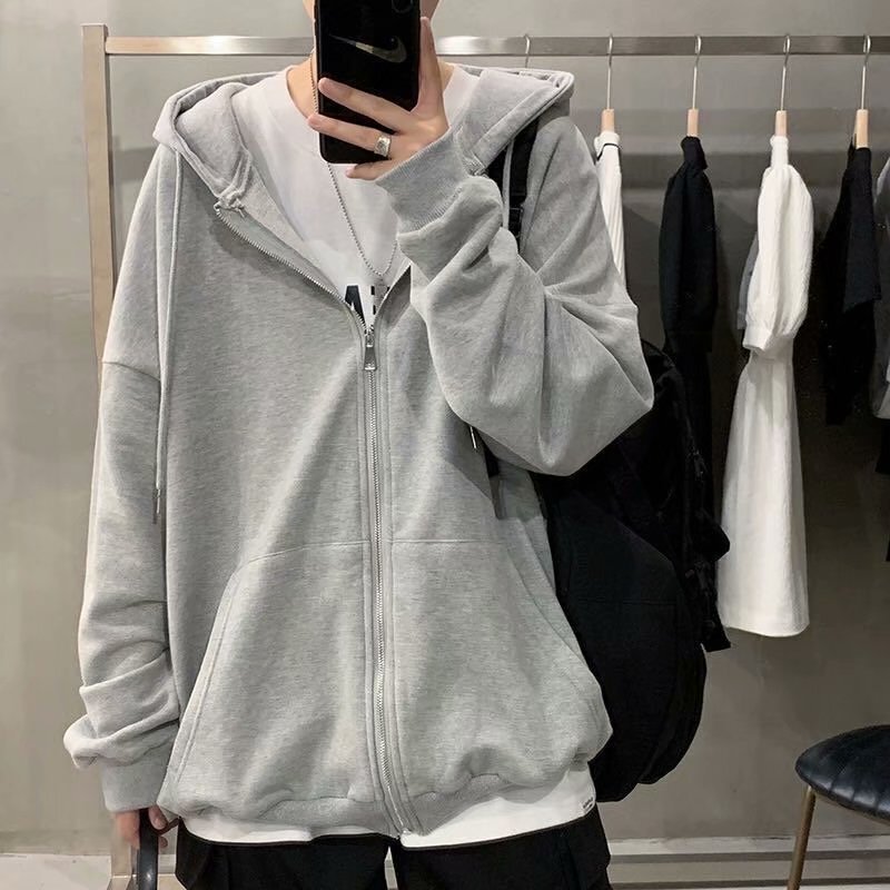 Hooded Zipper Sweater Men's Thin Cardigan 2024 Spring and Autumn Fashionable Ins Loose Casual Sports Top Jacket