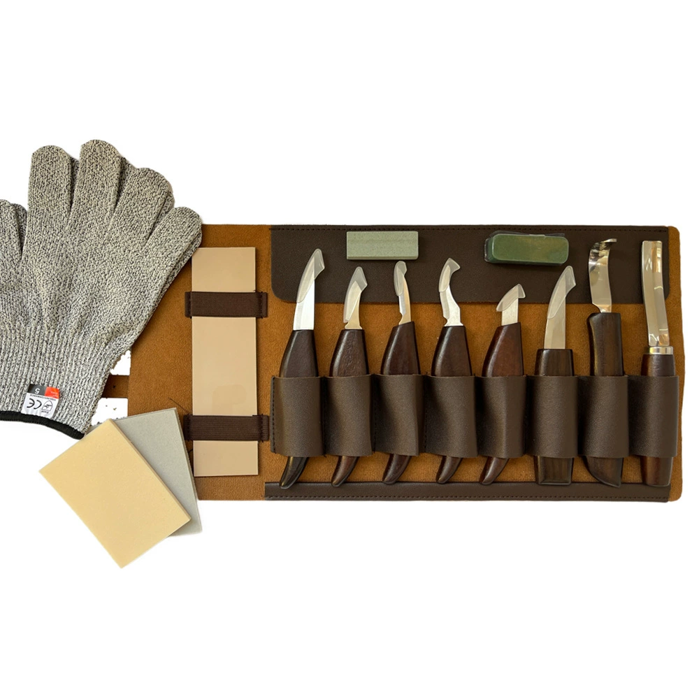 Carved set, retro carpentry, 12 pieces