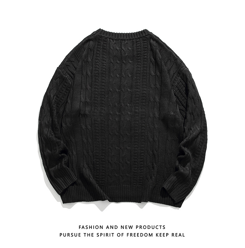 Trendy Men's Knitted Sweater Versatile Solid Colour Winter Style_voghion.com