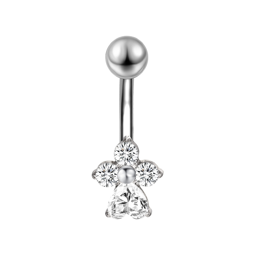 Zesen Stainless Steel 5A Zircon Titanium Steel Diamond Umbilical Ring Body Piercing Jewelry detail image 12