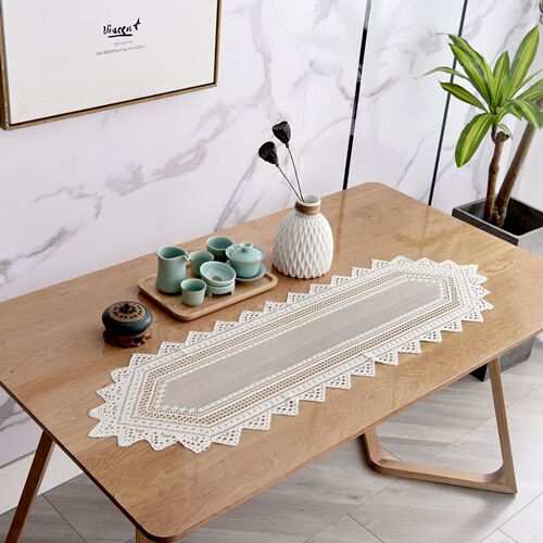 Retro Pastoral Crochet Hollow Table Cloth Shoe Cabinet Lace Embroidered Tassel Table Flag Manufacturer Wholesale