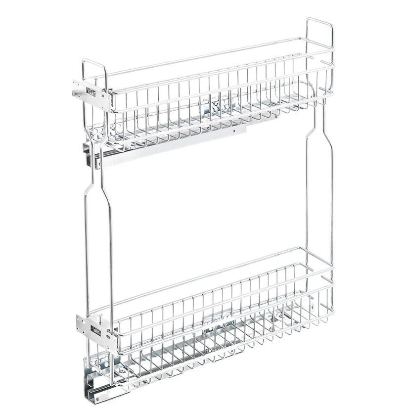 Кухонный шкаф с боковой выдвижной корзиной для напольный шкаф двухслойная чрезвычайно узкая выдвижная корзина для хранения демпфера