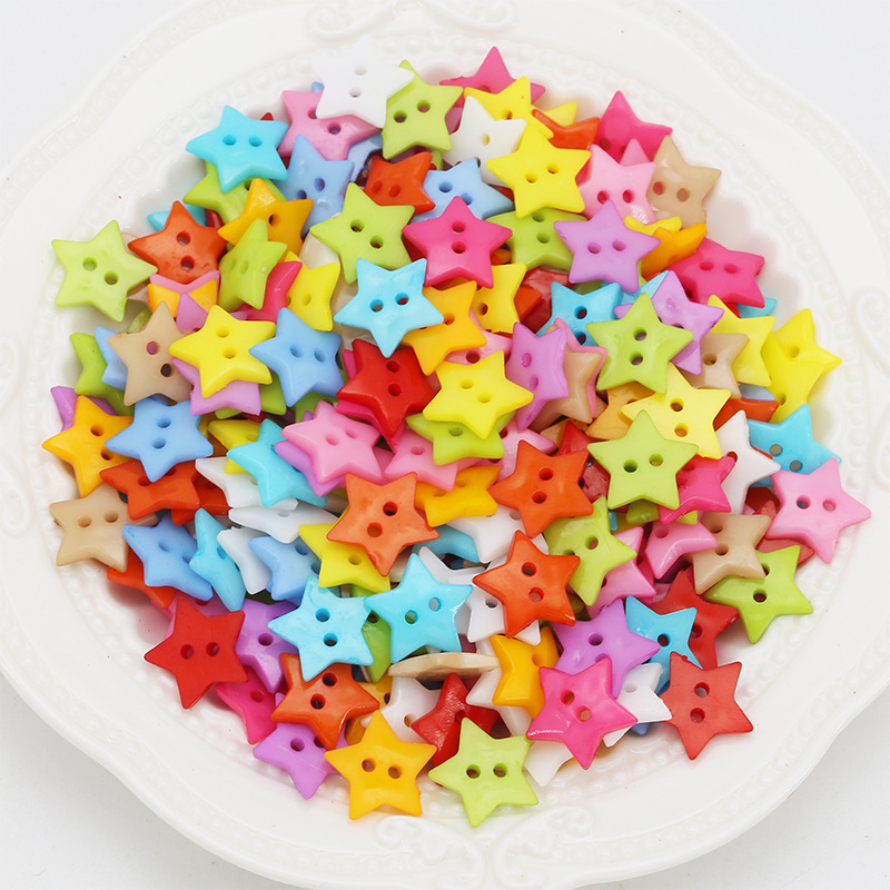 子供手作りdiyボタン材料バッグ愛ハート型カラーミックスボタン花五角星プラスチックボタン|undefined