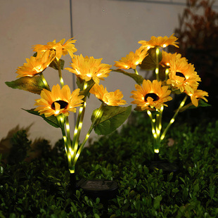 ✅2025 Cross-border New Solar 6 Sunflower Lantern Simulation Lawn Courtyard Garden Landscape Atmosphere Lamp