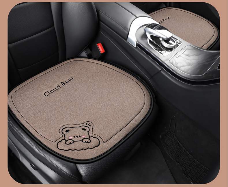 Car Seat Cushion, Suitable for All Seasons, Linen Seat Cushion Three-Piece Set, Rear Single-Piece Cushion, Car Interior Cushion, Wholesale Cross-Border